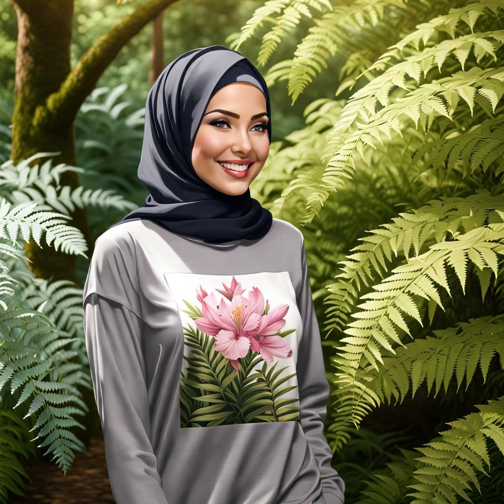 Woman in Hijab Exploring Mystic Garden