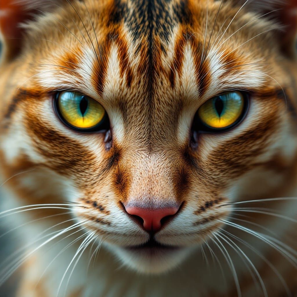 Chinese Fighting Cat Portrait in Hyper-Realistic Style