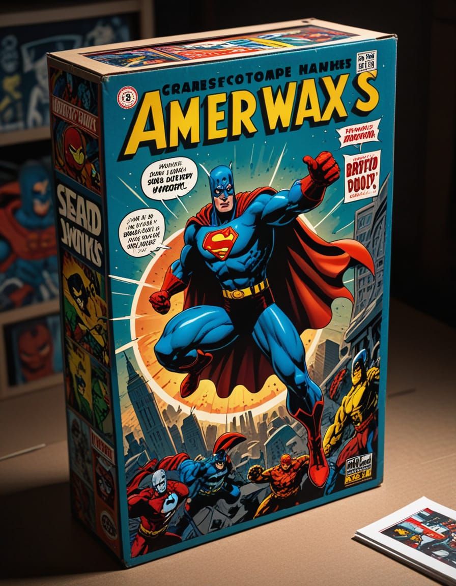 Vintage Superhero Action Figure in Retro Comic Book Style