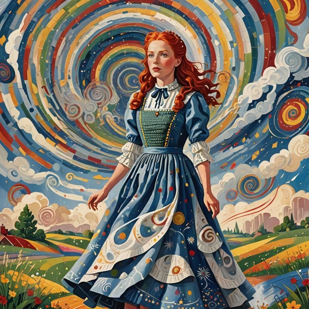 Folk Art Gouache Painting of Dorothy