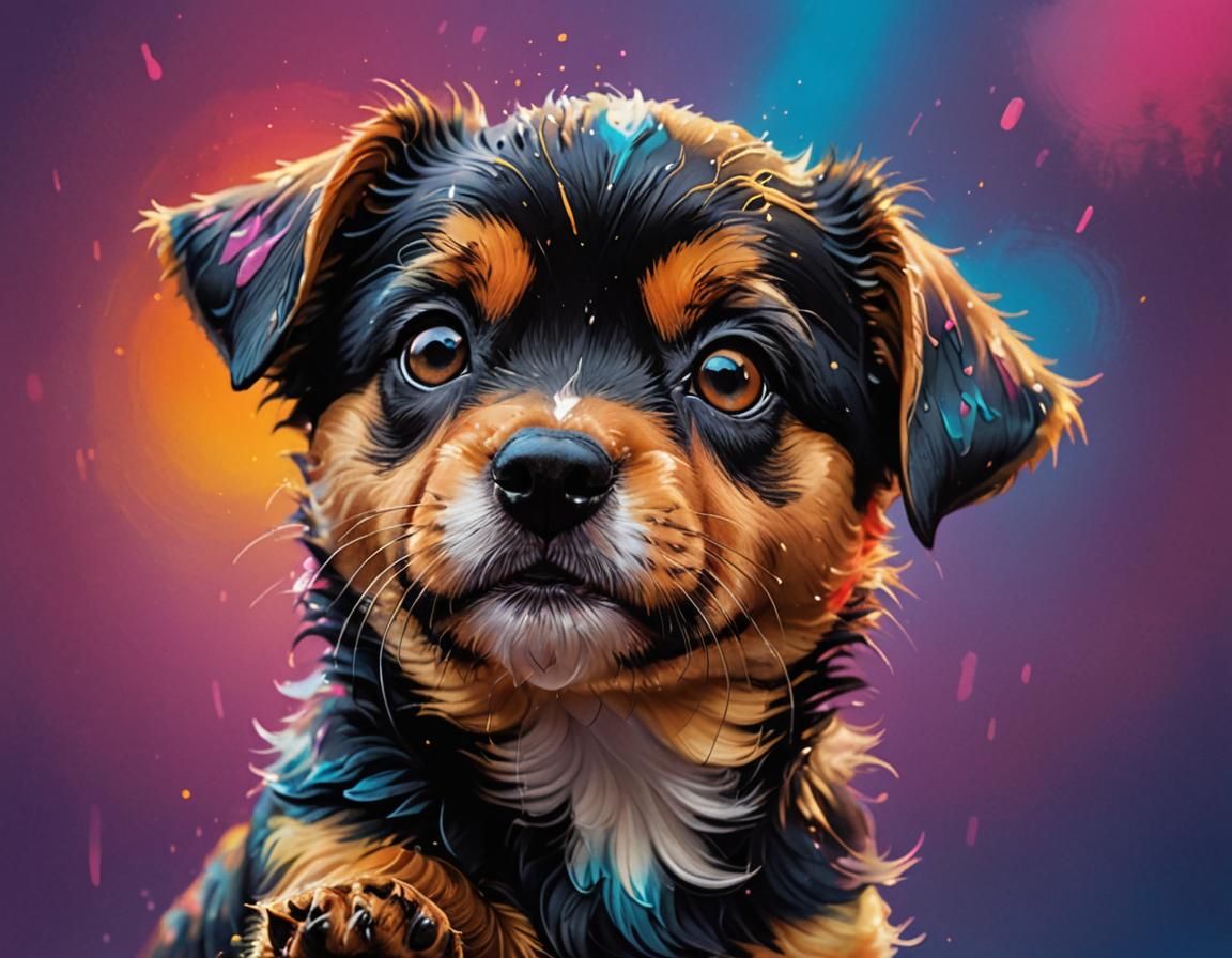 Cute Dog on Finger in Hyperrealistic Style