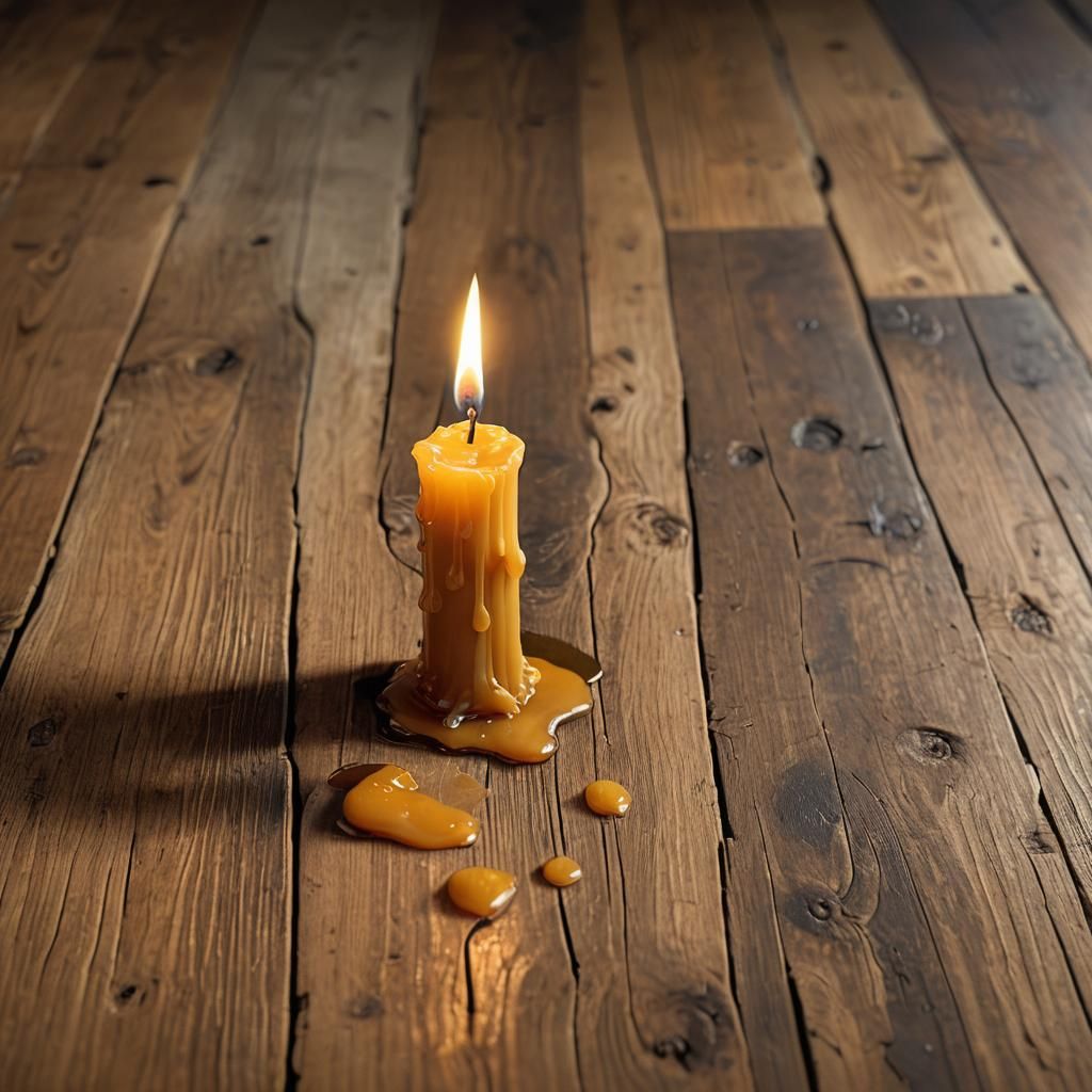 Warmly Lit Beeswax Candle Still Life