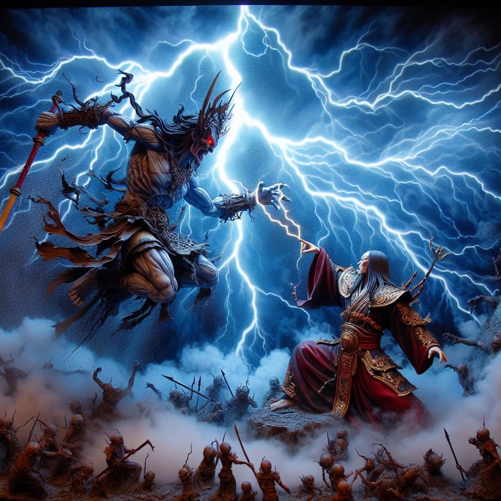 Thunder Deity Battles Undead Emperor in Apocalyptic Storm