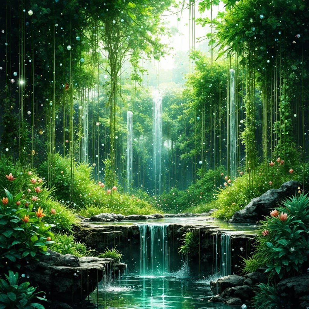 Lush Indoor Hydroponic Oasis in Fantastical Realism