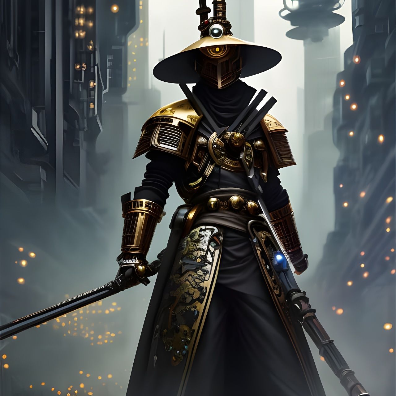 Wabi-Sabi Metal Robot Ninja in Tokyo