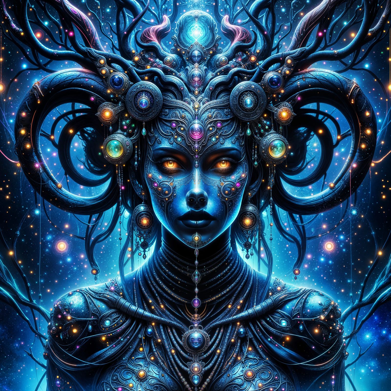 Gothic Alien Goddess in Ethereal Splendor