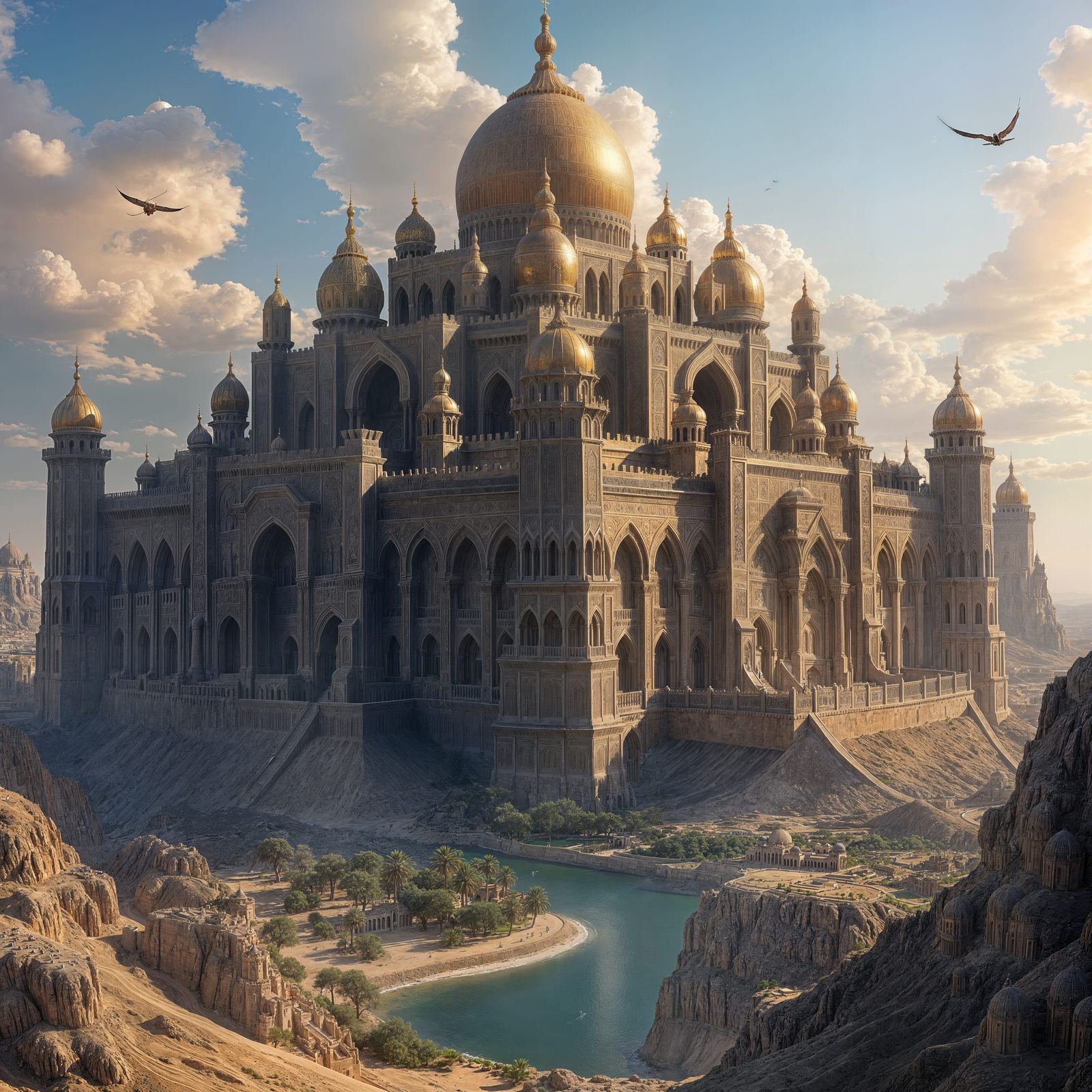 Arabian Palace Complex in Dark Fantasy Style