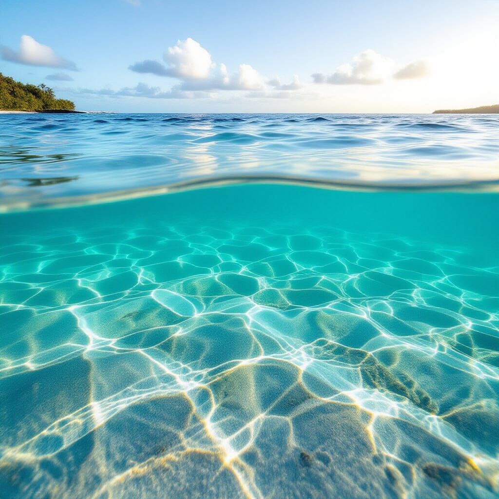 Crystal Clear Turquoise Lagoon with Visible Sand Bottom