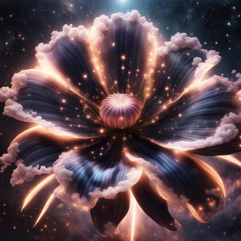 Celestial Flower in Space: Photorealistic Fairycore Render