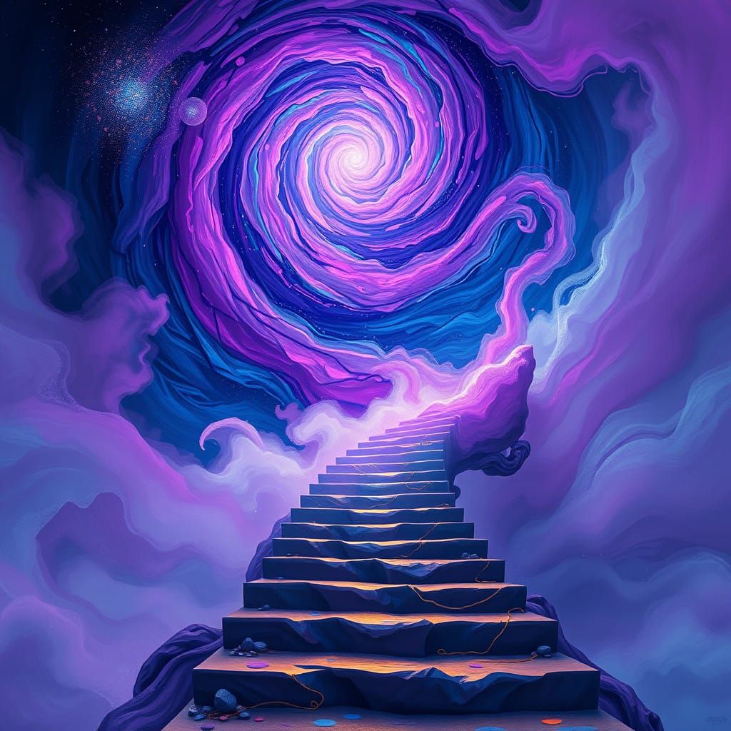 Mystical Stairway Ascends into a Dreamlike Celestial Realm