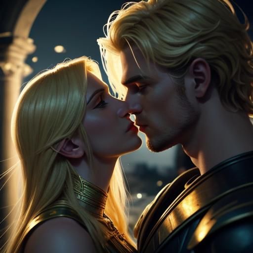 First Kiss of a Greek God and Goddess