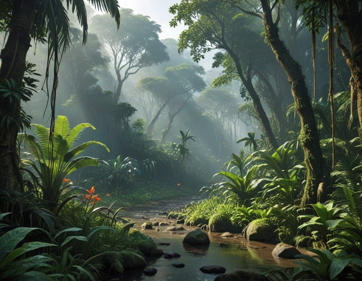 Lush Tropical Jungle Landscape
