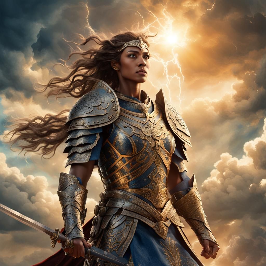 Epic Warrior Woman in Cinematic Fantasy Art