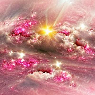 Pink Cyborg Galaxy with Divine Sunshine