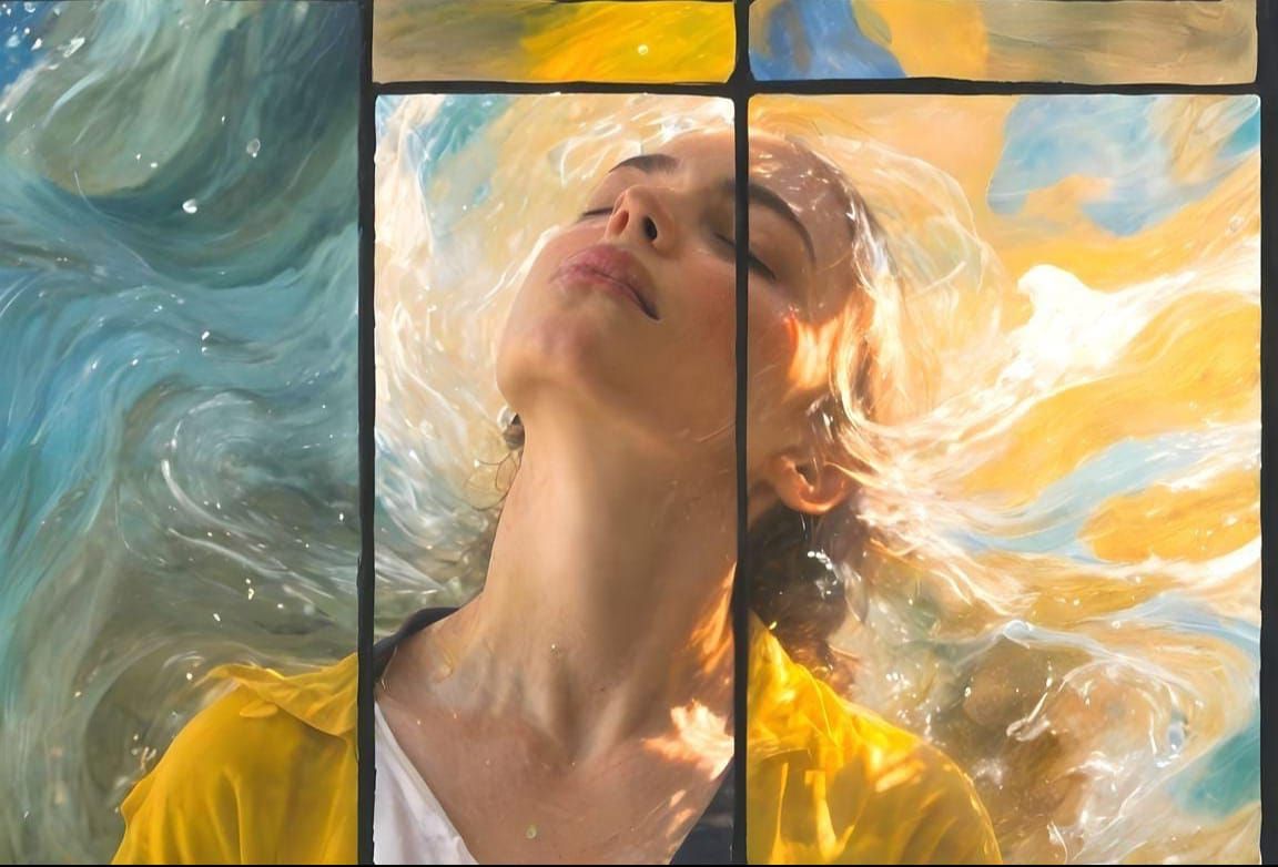 Abstract Underwater Portrait Inspired by Geometric Art