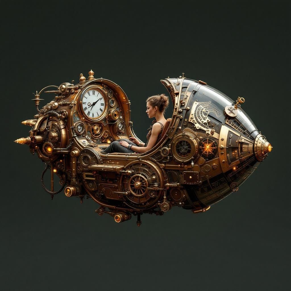 Steampunk Time Machine with Intricate Brass Details
