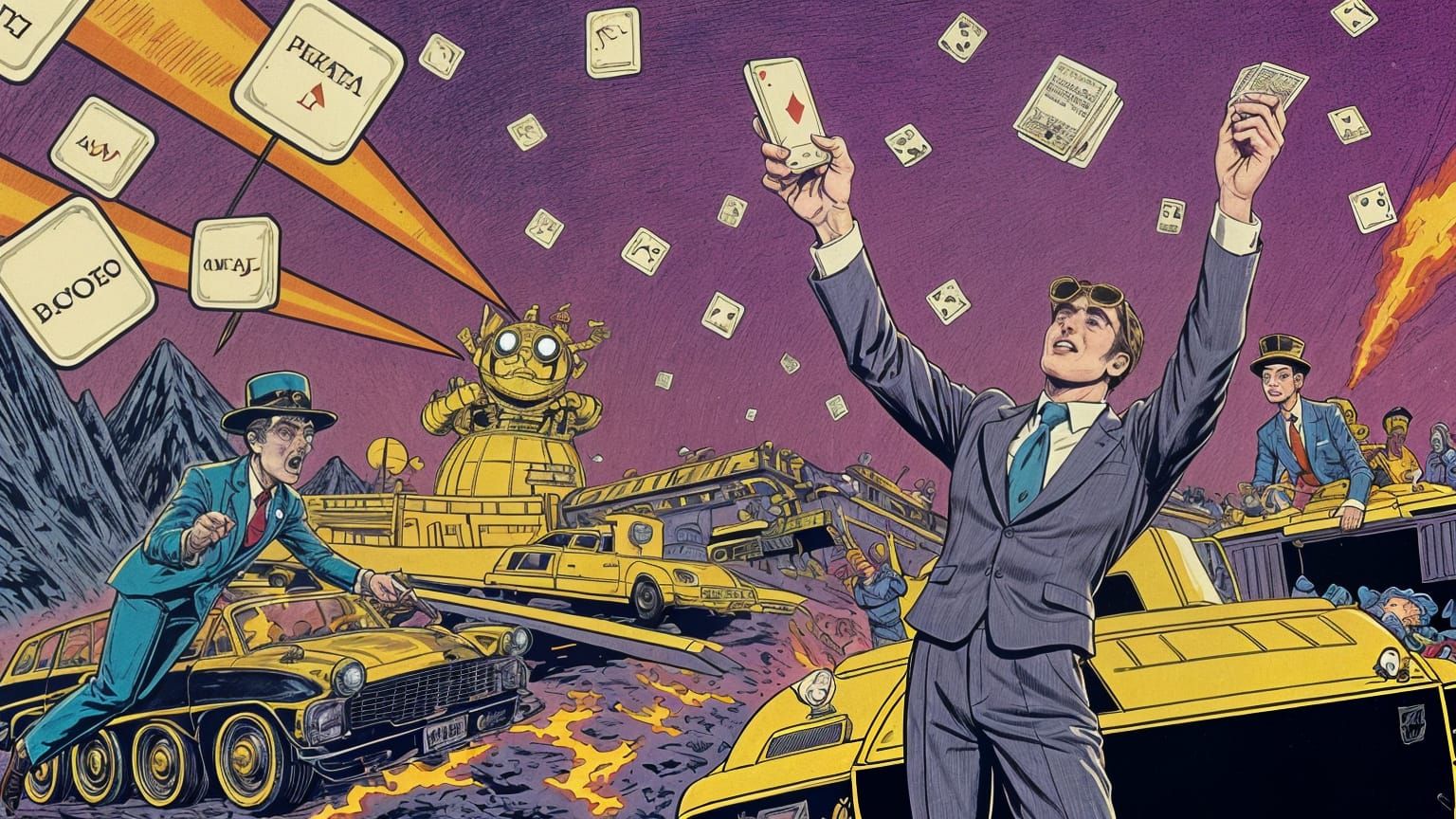 Surreal Victory: A Vintage Comic Book Scene