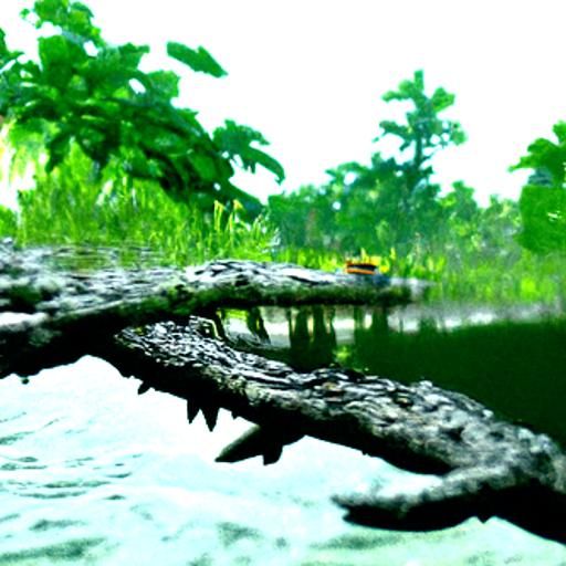 Crocodile Lurking in Amazon River: Hyperrealistic 3D Render