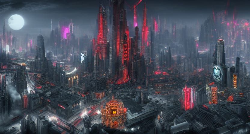 Sin City Detailed Matte Painting in Deep Color