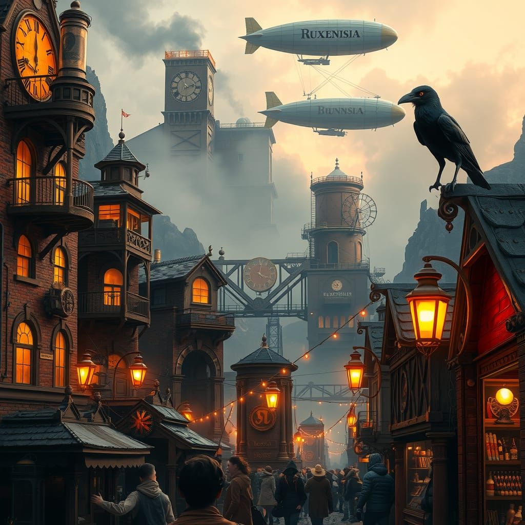 Steampunk Settlement in Foggy Valley