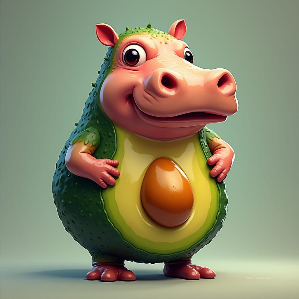 Glossy Hippocado Creature in Italian Brainrot Style