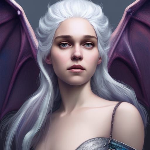 Silver-Haired Princess Portrait in Art Nouveau Style