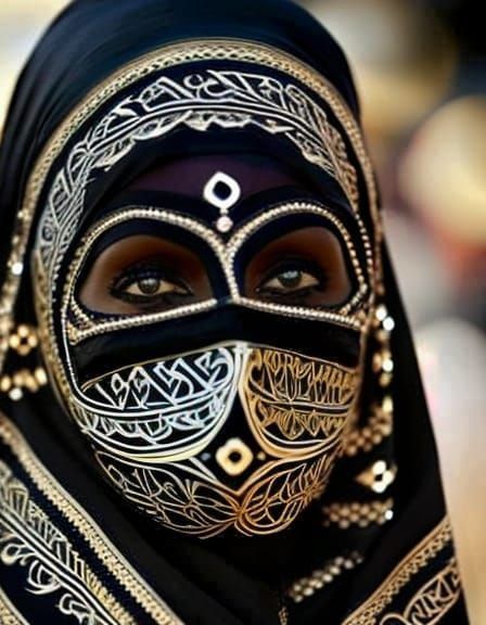 Woman in Niqab Portrait in Middle Eastern Bazaar