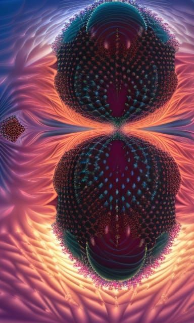 Lovers Kissing Silhouetted Against Fractal Fireworks