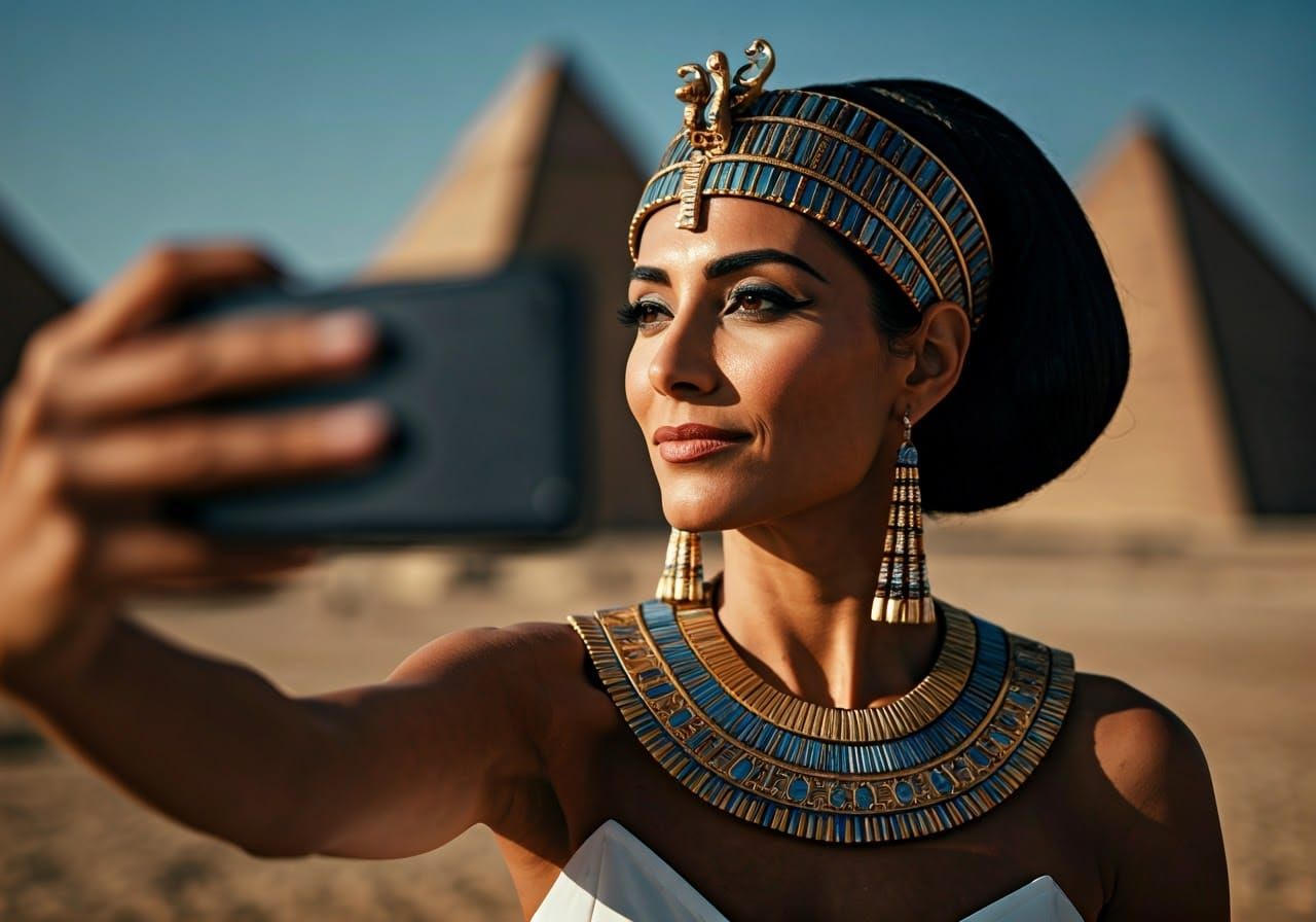 Cleopatra taking a selfie