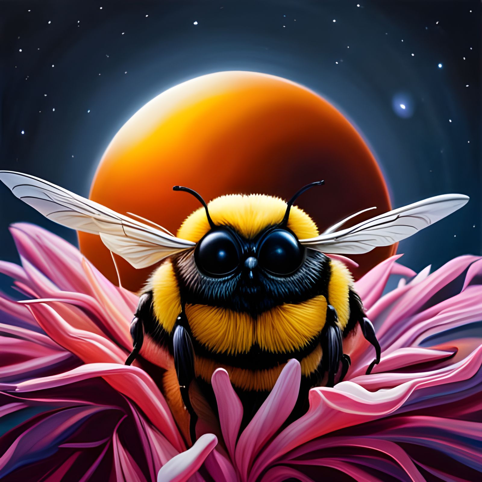 Bumblebee in Globe: Hyperrealistic Oil Painting