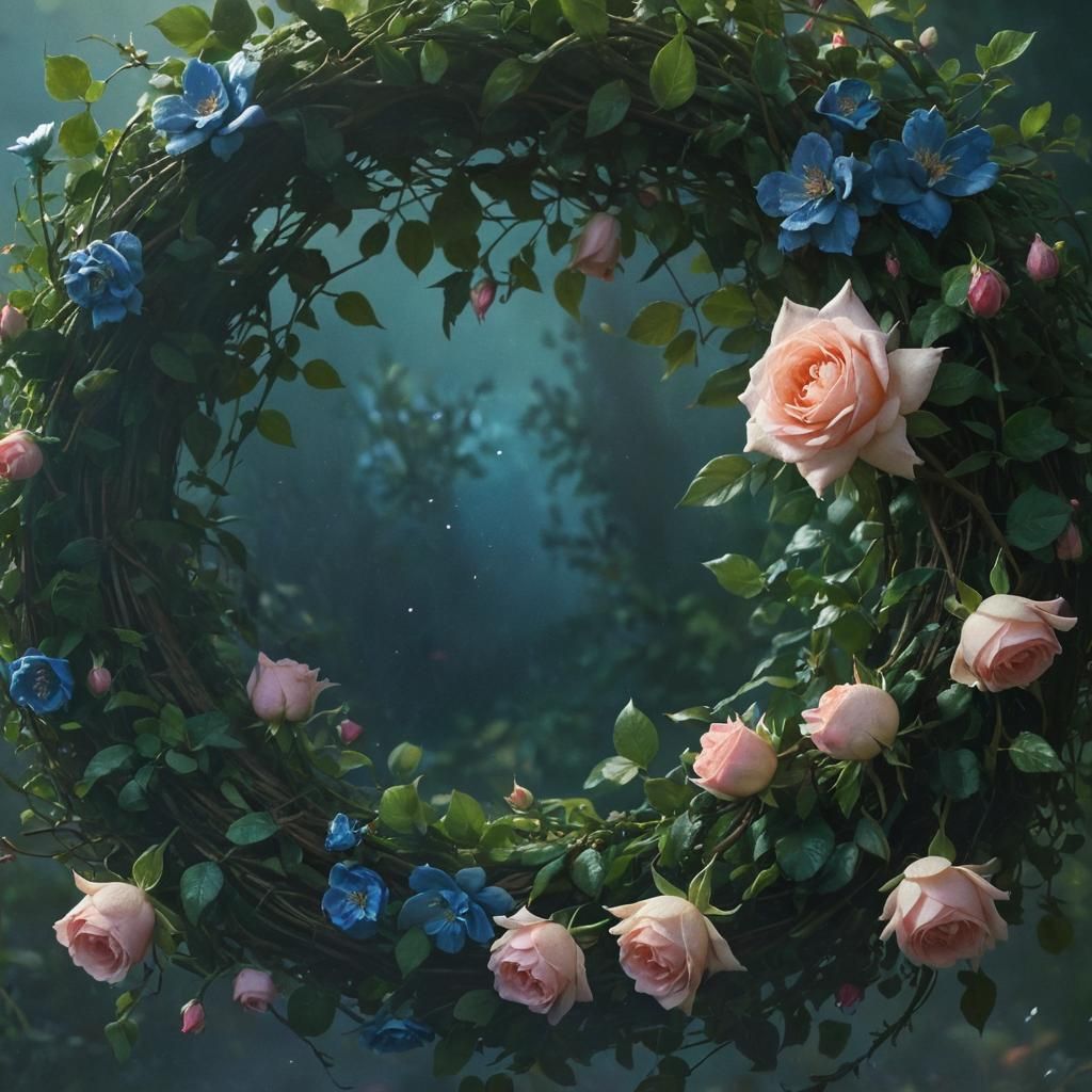 Rose in Wreath: Ethereal Matte Painting