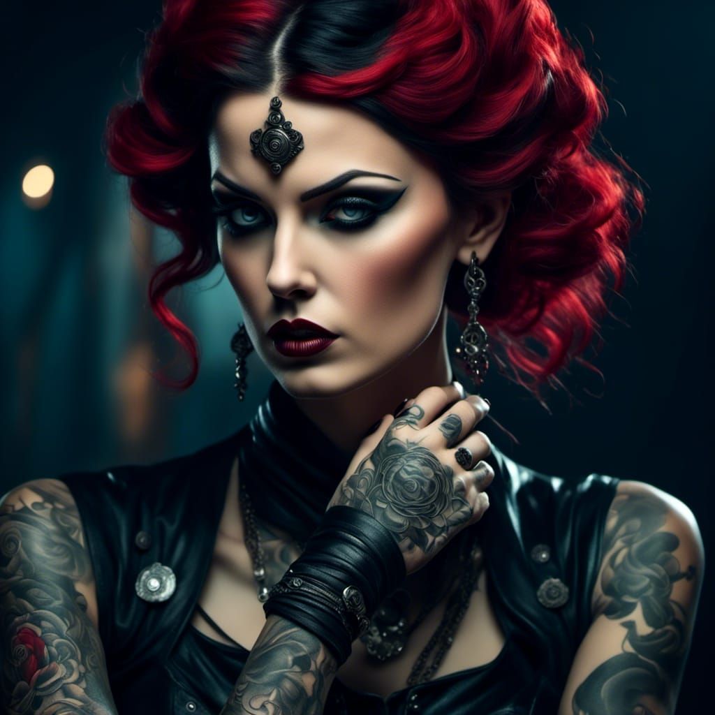 Emo Cyborg in 1950s Pinup Style