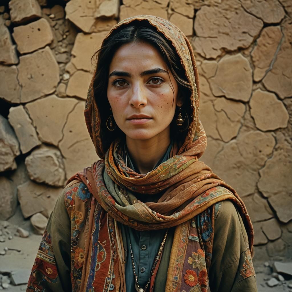 Afghan Woman in Fauvist Cinematic Style