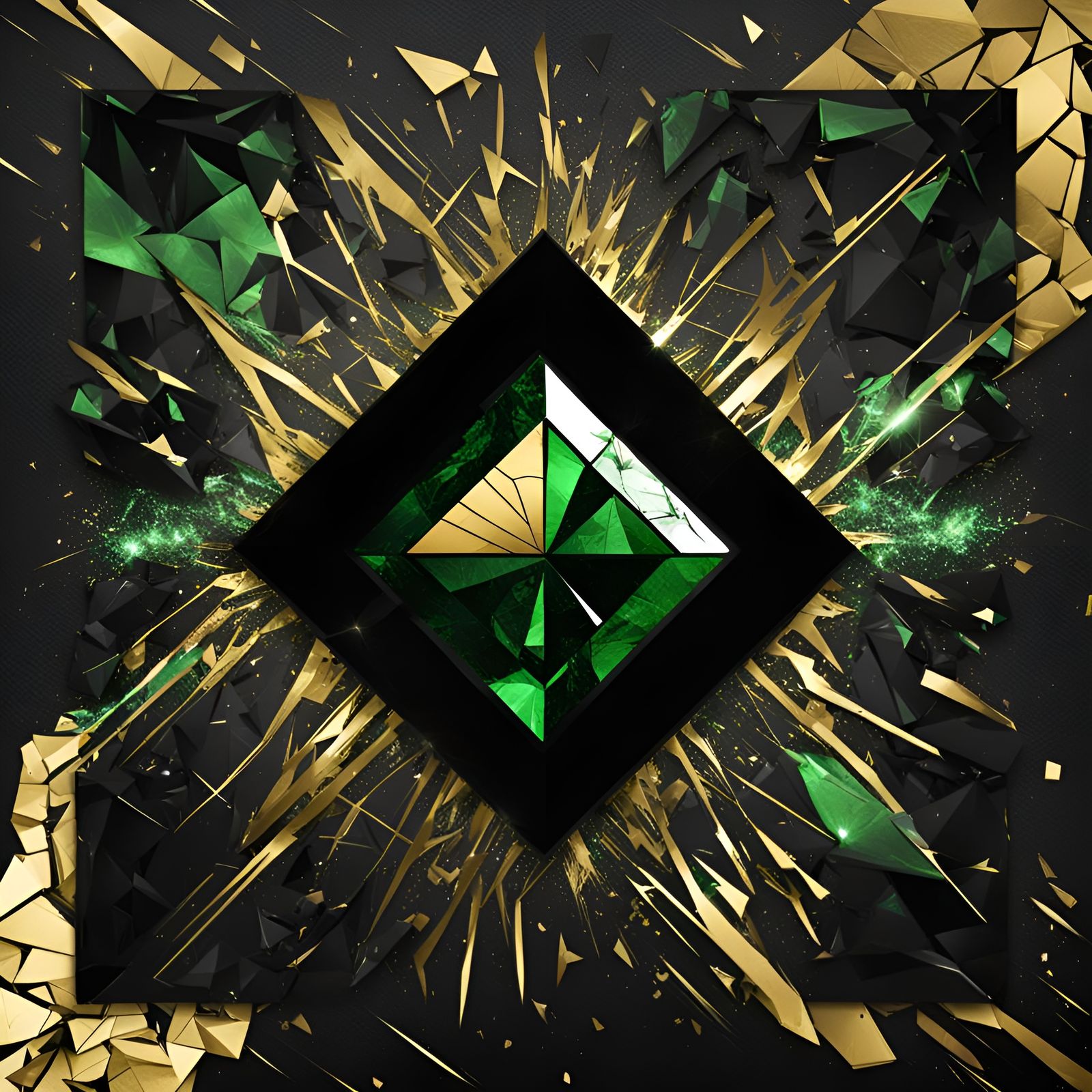Nuummite Shattered Reality Logo with Gold and Green