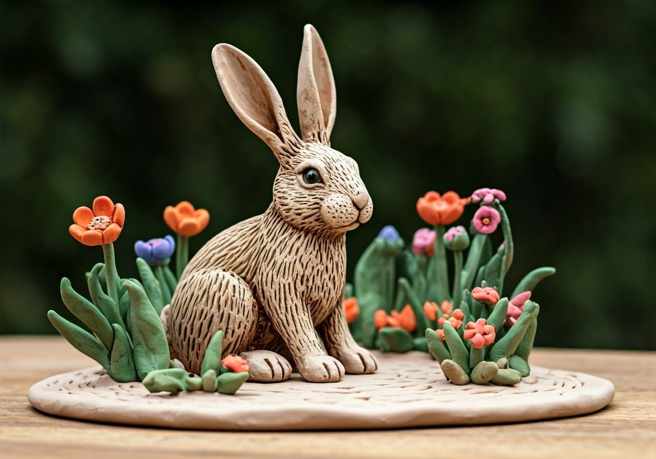 Earthy Clay Meadow in Whimsical Sculpture Style