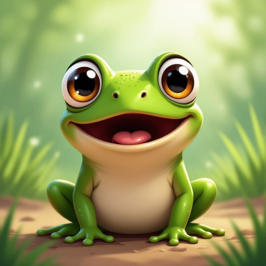 Surprised Cartoon Frog in 8k Resolution