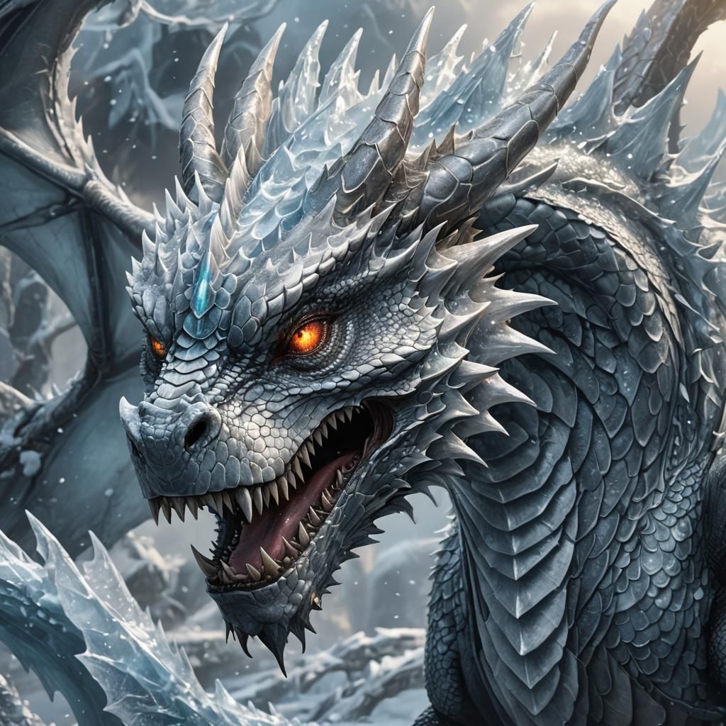 Icy Dragon Breath in Detailed Fantasy Art
