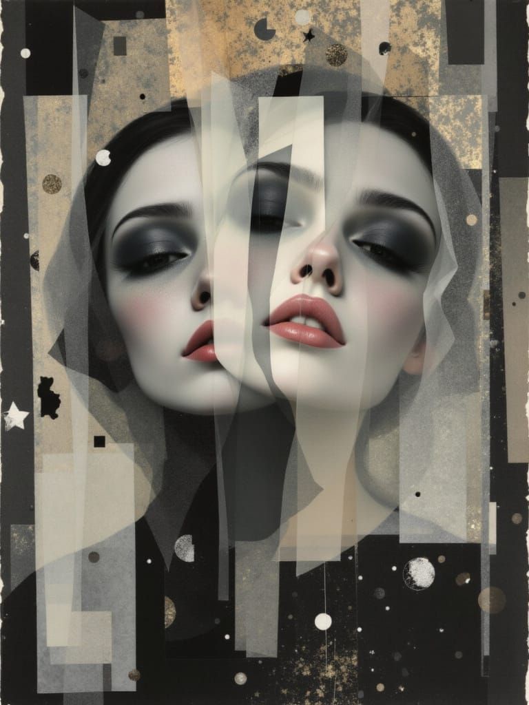 Surreal Baroque Woman with Mirror Shards and Illusions