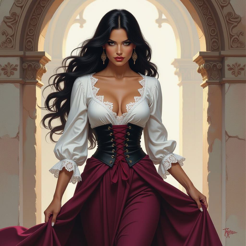 Drow in Fantasy Oil Painting Style