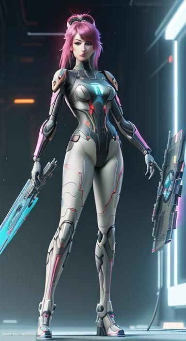 Nintendo Switch Girl in Cyberpunk Anime Style