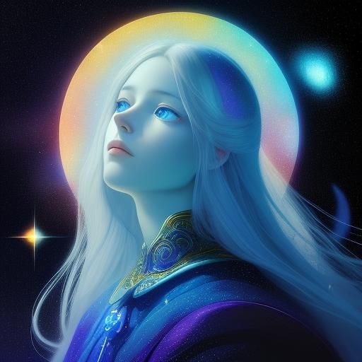 Spiritual Woman Praying in Ethereal Dreamscape