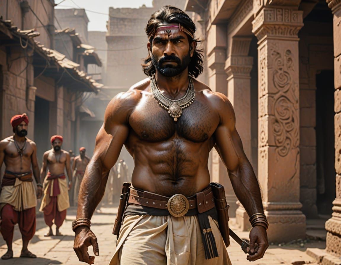 Ancient Indian Warrior in Traditional Attire