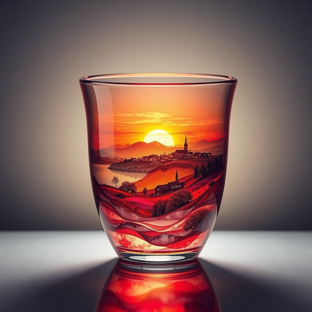 Alcohol Ink Sunset Landscape in 3D Art