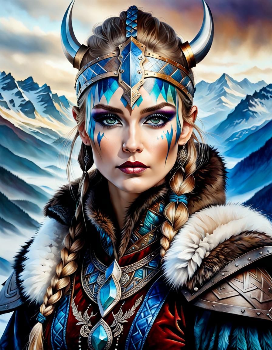 Viking Warrior in Renaissance Style with Alcohol Ink