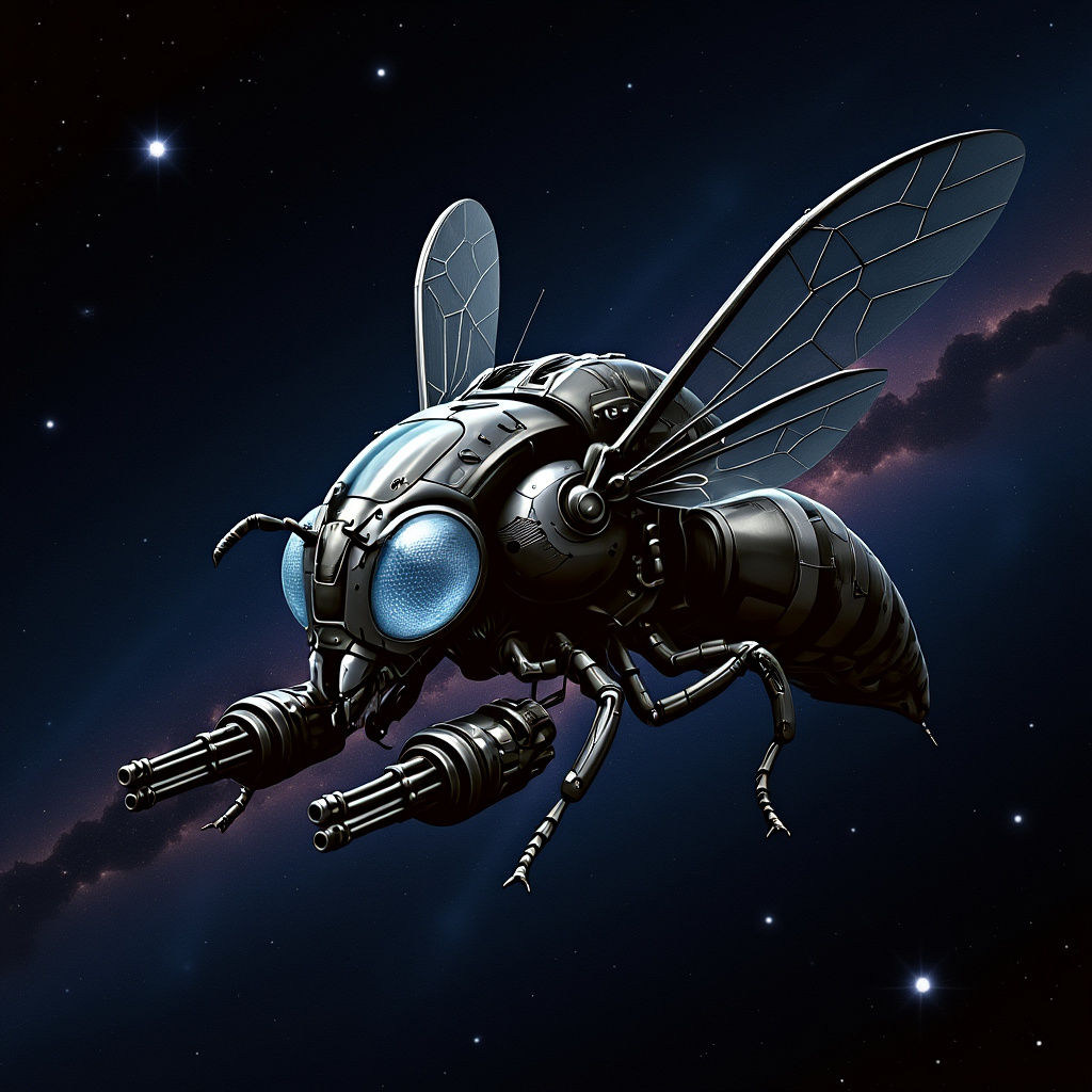 Futuristic Robotic Wasp Spacecraft in Sci-Fi Style
