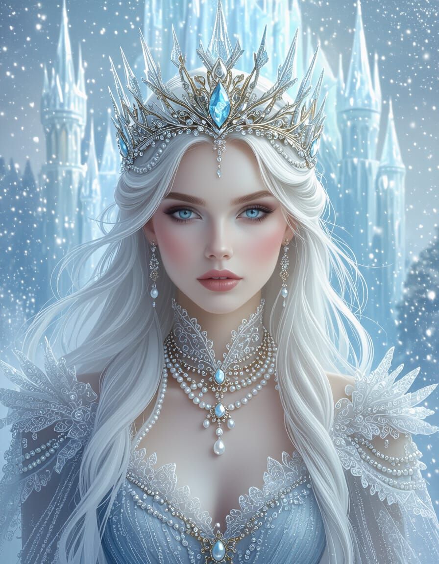 Ethereal Ice Queen in Majestic Castle