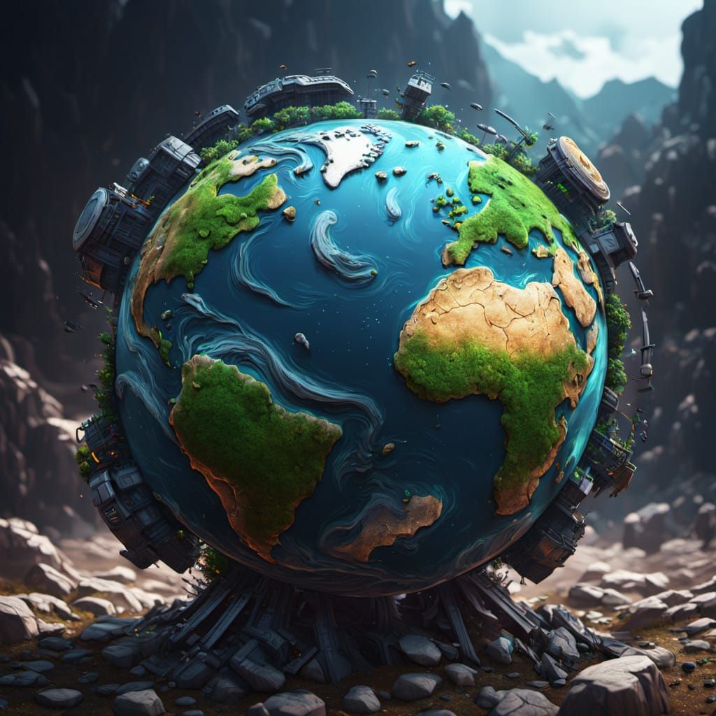 Surreal 4D Object Holds Earth in Intricate Detail