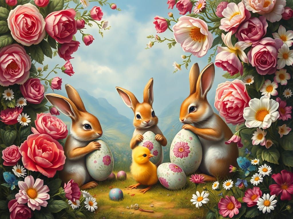 Magical Easter Landscape in Renaissance Style
