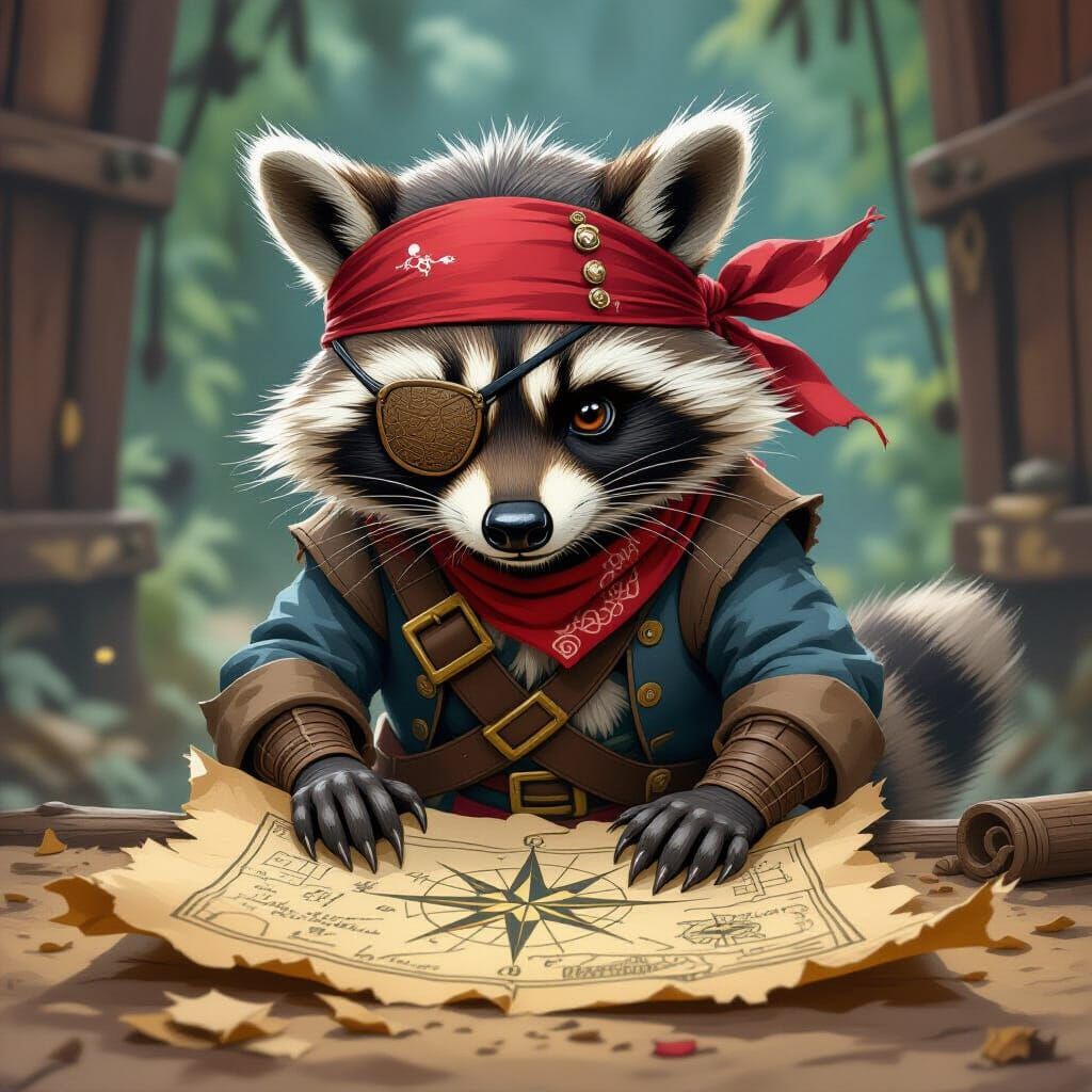 Raccoon Pirate's Treasure Map Adventure