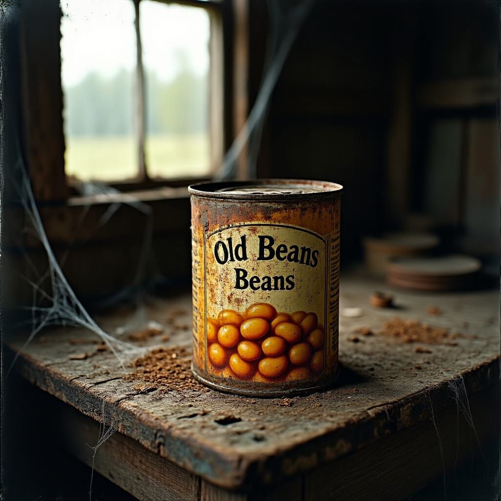 Old Rusty Bean Can in Realist Style